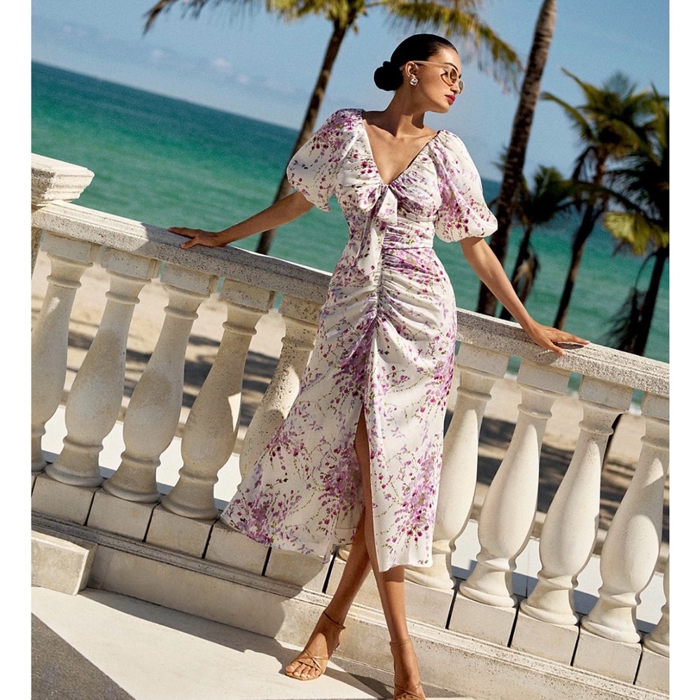 Cinq à Sept Purple and White Brenton Dress